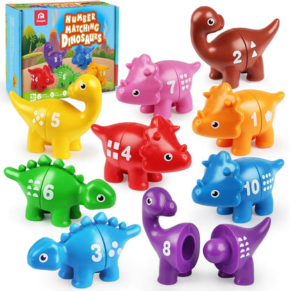 Coogam Number Matching Toy Set, 10pcs Double-Sided Animal Number Counting Game, Preschool Montessori Fine Motor Skill Mathematics Educational Toys for 3 4 5 Year