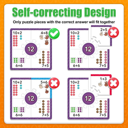 Torlam Addition and Subtraction Puzzle Cards Math Manipulatives Kindergarten Math Games for Kids, Homeschool Supplies Classroom Must Haves Preschool Learning Games Flash Cards Puzzles Toys