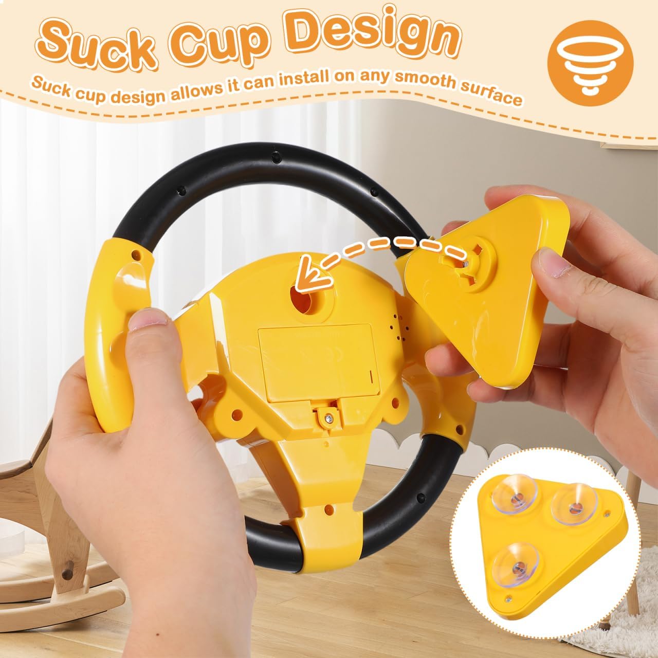 TOYANDON Kids Steering Wheel - Toddler Steering Wheel Toy, Simulated Driving Racing Car Game Controller, Pretend Driving Toy with Light and Music Electric Sounding Effects for Boys Girls (No Battery)