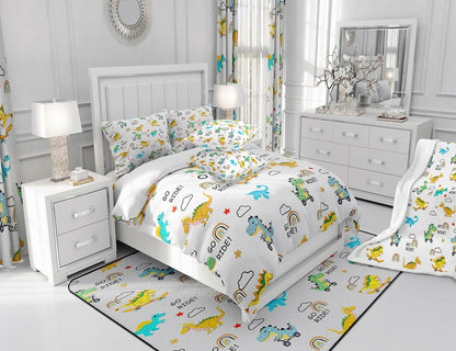 Manfei Musical Kids Fitted Sheet Full Size, MusicalGuitar Radio Drum Kit Headset Print Bedding Set 3pcs for Boys Girls, Rock Music Bed Cover with 2 Pillowcases, Soft Polyester Bedding, No Top Sheet