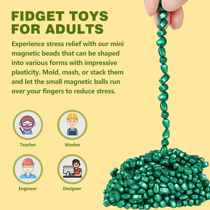 Umnodobn Magnet Slime Putty, Fidget Toy Ferrite Putty Beads, Hematite Magnetic Stones Eggs with 1.26 inch Magnet Balls, Cool Desk Toy, EDC Toy Science Kit Gift