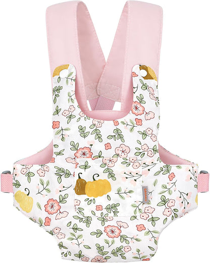 GAGAKU Doll Carrier for Stuffed Animals, Reborn Baby Doll Accessories Toy Carriers for Kids 3+ Toddlers - Pink Wax Flowers