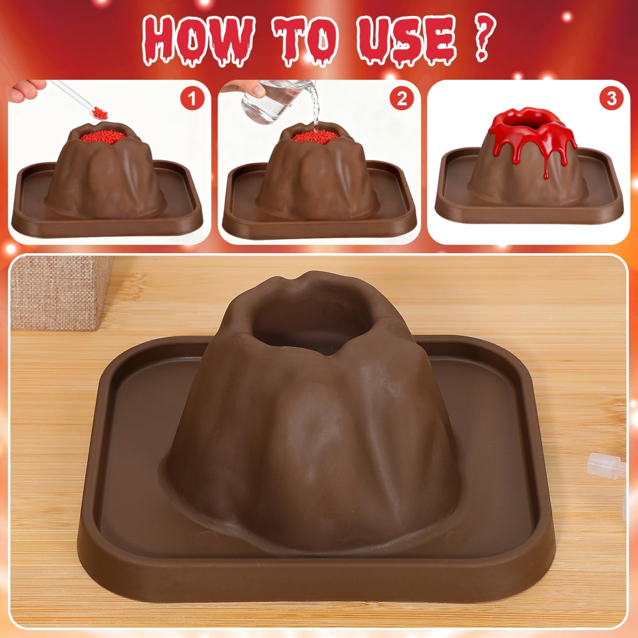 25Pcs Volcanic Model School Figure Model Experiment for Volcano Science Kit Volcano Eruption Toy DIY Demonstration Props DIY Experiment Educational Toy Stem Activity for Ages 4 to 6 Group