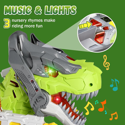 Kids Electric Dinosaur Ride On Toys, Toddler Ride On Cars with Music, Light & Smoke, Preschool Kids Scooter Foot-to-Floor Walker, Toddler Electric Car Toy Chrismas Birthday Gifts Indoor Outdoor,Yellow