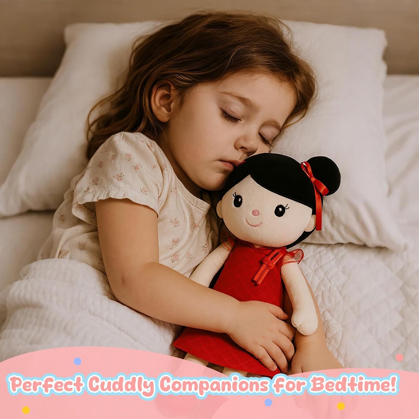 Soft Baby Doll Toys,16 inch Educational Plush Doll for Girls Learning Sensory Montessori Toy Birthday Gifts Cuddly Plush Toys for Toddler Kids (Yellow)