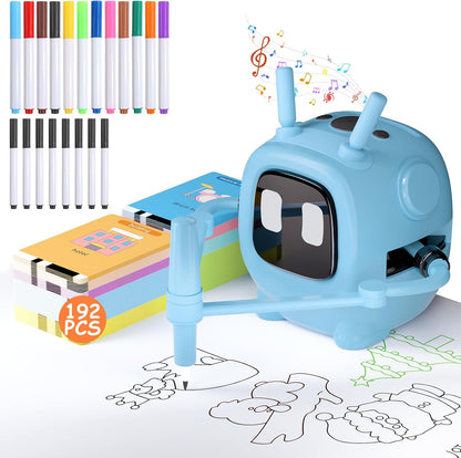 Drawing Robot for Kids: Interactive Educational Toy - Auto Drawing Machine with 192 Cards & 10 Pens - Montessori Learning Gifts for 3-8 Year Old Boys Girls