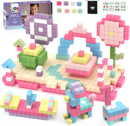 64PCS Magnetic Blocks, Magnetic Building Blocks for Kids Ages 3 4 5 6 Year Old, Magnet Cubes, Autism Montessori Toys, Preschool STEM Educational Sensory Magnet Toys Gifts for Kids 3-5 4-8