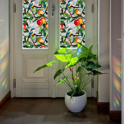 Flower Stained Glass Window Film Decorative Static Cling Stickers Sun Blocking Privacy Decals for Home Car White Lily