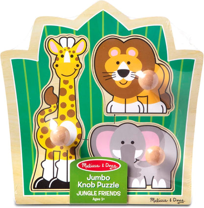 Melissa & Doug Pet Animals Jumbo Knob Puzzle, Wooden Peg Puzzle for Toddlers, Educational Toy for Shape Recognition and Fine Motor Skills, Ages 1+