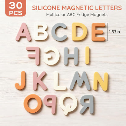 Silicone Alphabet Magnetic Letters, 30PCS Alphabet Magnets Toys ABC Letter Puzzles Preschool Educational Learning Toys Gifts for Girls Boys Toddlers Kids