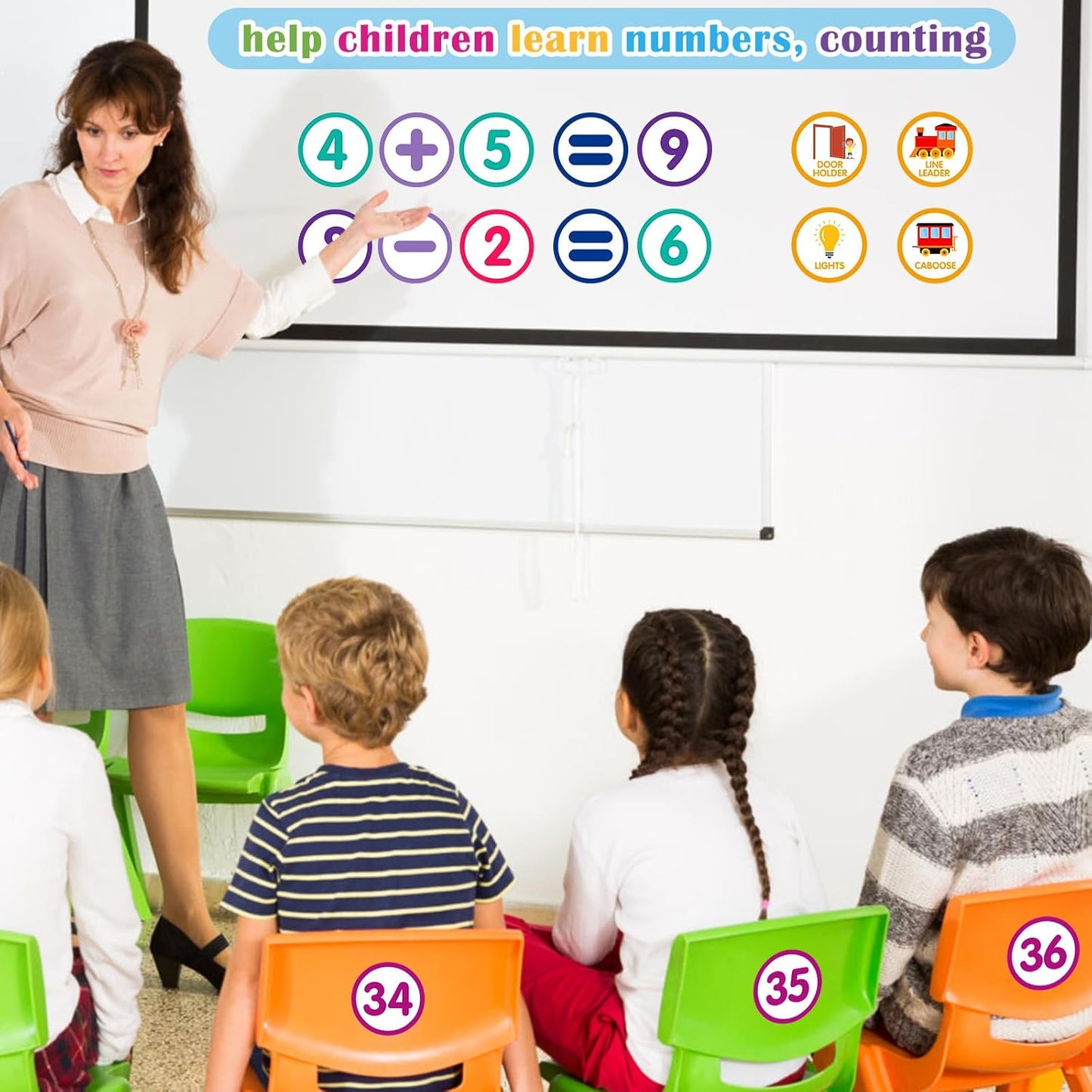 FaCraft Boho Line Up Spots for Classroom Floor - 48Pcs Floor Numbers for Classroom Lining Up Waterproof Number Stickers Markers for Preschool Kindergarten Elementary Back to School Teacher Must Haves