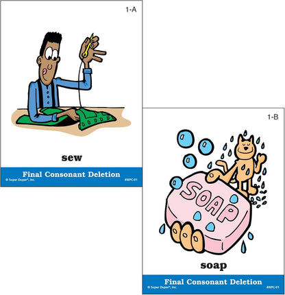 Super Duper Publications | Webber® Illustrated Phonology Final Consonant Deletion Minimal Pair Card Deck | Educational Learning Resource for Children