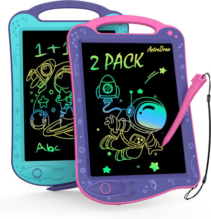 [ClimatePartner Certified] HOMESTEC Astrodraw Drawing Pad, Colorful LCD Writing Tablet for Kids, Doodle Board for Toddlers 3 4 5 6 Years Old, Travel Toy Birthday Gift for Boys Girls (Aqua/Purple)