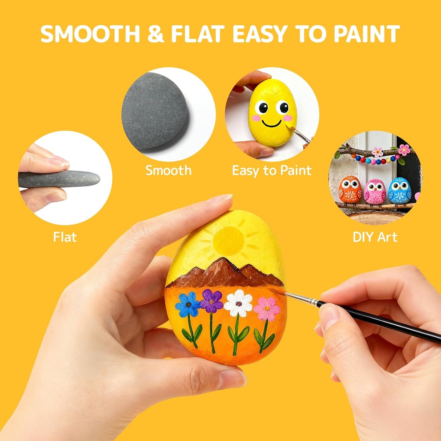 Simetufy 15 Pcs Rocks for Painting, River Rocks to Paint, 2"-3" Flat Painting Rocks, Smooth Rocks for Crafts, Natural Stones for DIY, Kindness Rocks Garden Decoration