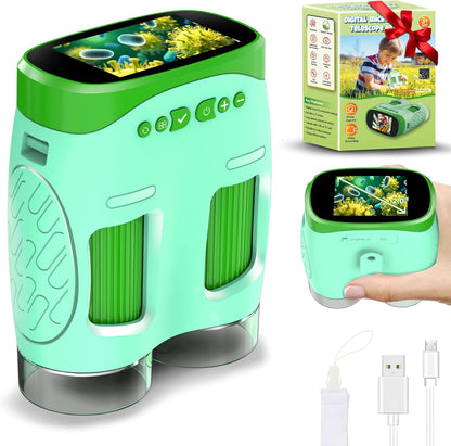 1000X Handheld Microscope for Kids : 4K 2.0" Screen Rechargeable Telescope and Camera Combo with 6 Slides, Perfect for Indoor Outdoor Exploration, Portable Edu for Age 3-12 Children