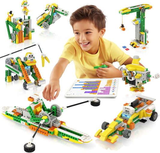 Apitor Robot Q Robot Building Kit, 20-in-1 Programmable APP RC Car Robotics Coding Kit, Includes Large Storage Organizer with Sorting Plate, STEM Birthday Gifts for Boys Girls Kids Aged 6-12