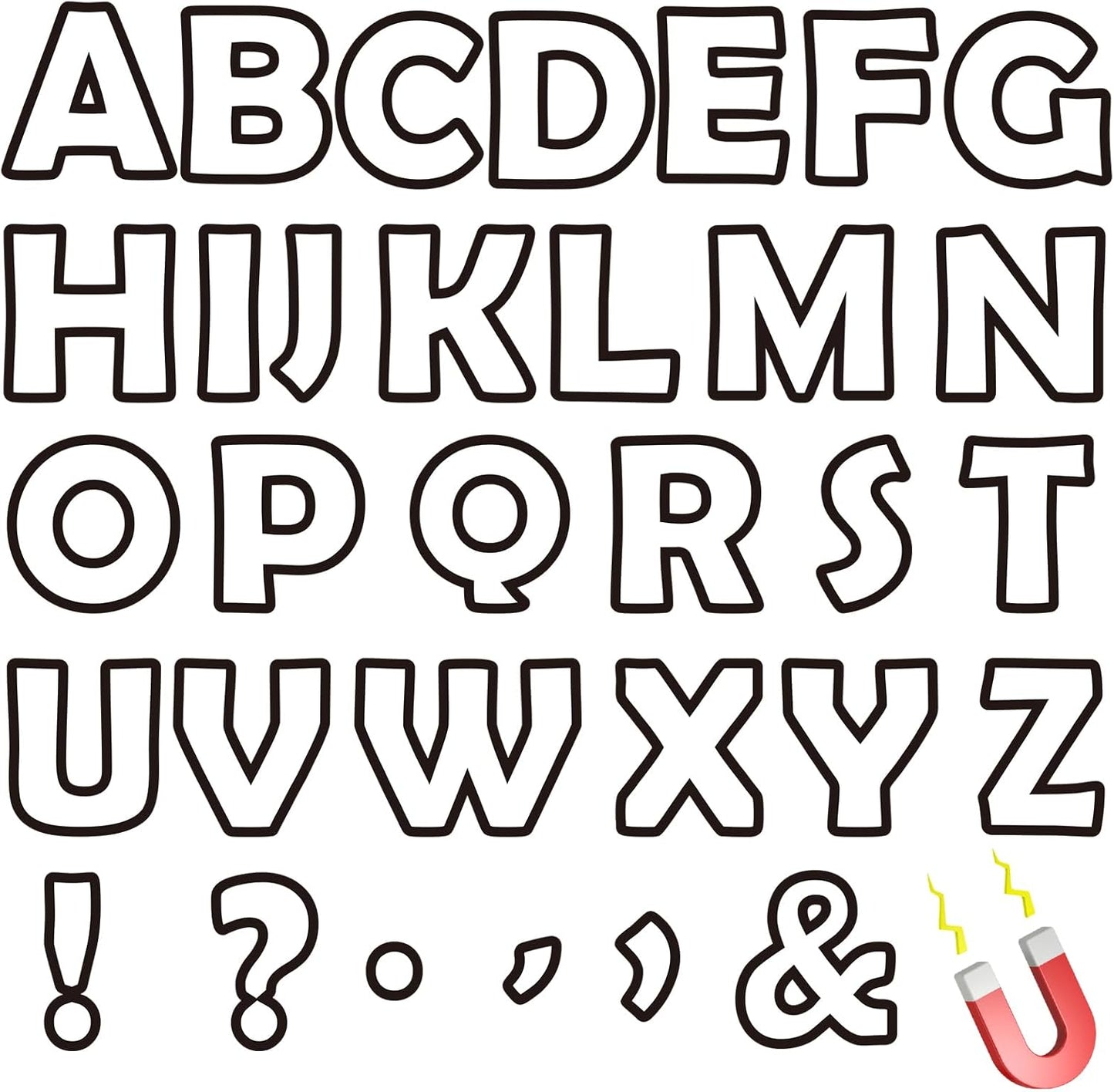Qyeahkj 103 Pcs Glitter Silver Magnetic Letters - 2'' Alphabet Letters Kit for Classroom, Whiteboard, Fridge, Teachers & Preschool Learning