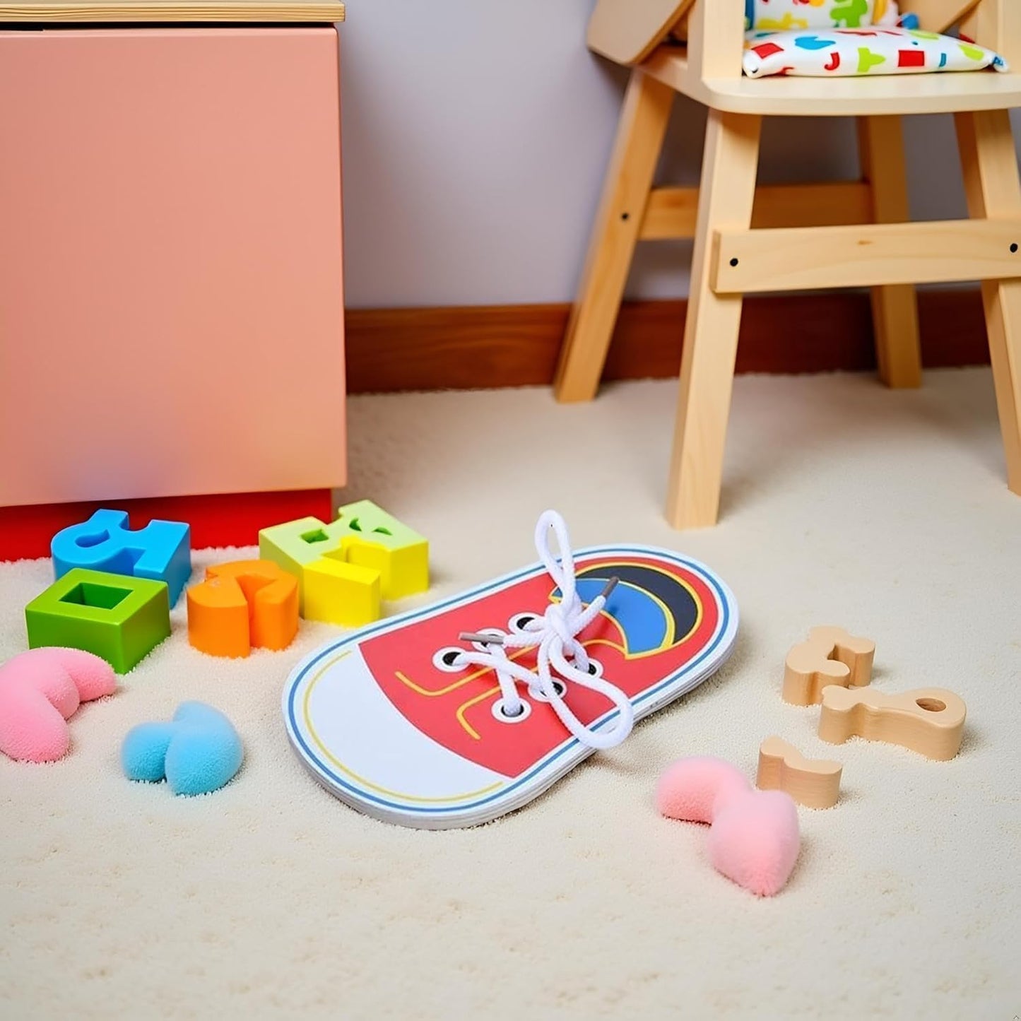 Shoe Tying Practice, Wooden Learn to Tie Your Own Shoes Threading Lacing Shoes Training Early Learning Kits, Decorative Accessories