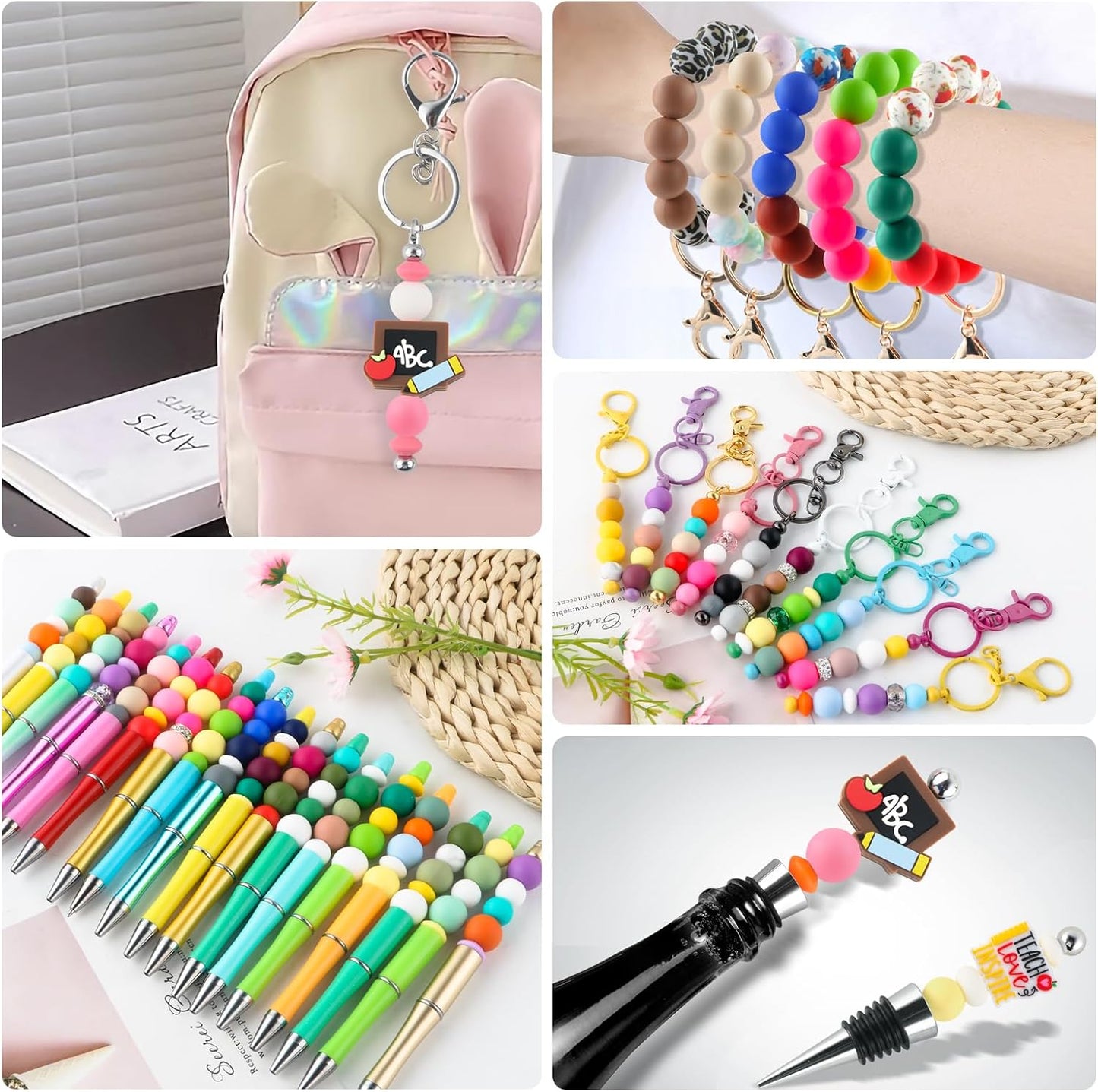 65Pcs 19mm Silicone Beads for Keychain Making Bracelet Necklace, Bulk Round Silicone Beads for Pens（Christmas Green） - Colors B