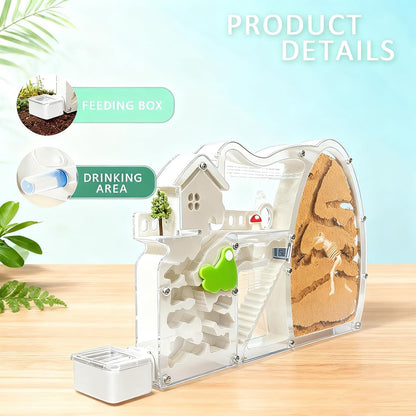 ELNMLHT Ant Farm Castle with Forage Box, Large Sand Ant Colony Observation Kit, Ant Viewing Habitat Science Kit, Science Educational Gift for Kids