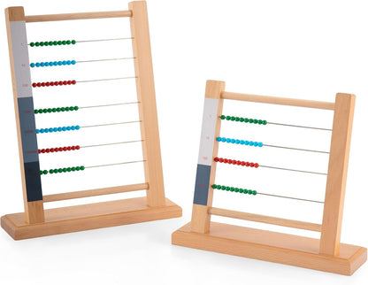 Premium Montessori Small Bead Frame,9.1in Solid Beechwood Math Toy for Ages 5-9, Teaching Aids for Addition Subtraction with Carrying Borrowing, Homeschool & Classroom Educational Gift for Kids
