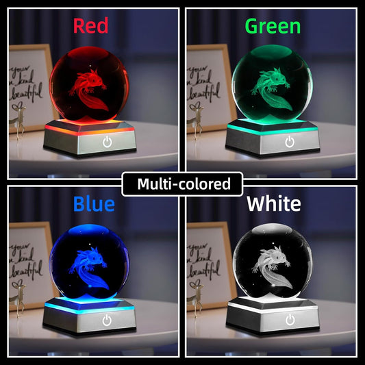 3D Crystal Ball Night Light - 3.15 Inch Butterfly Figurines Glass Ball Table Lamp with Color Changing Touch Base - Butterfly Gifts for Friends, Kids, Women - Christmas, Birthday