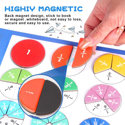 Magnetic Fraction Educational Puzzle, 102 Pcs Magnetic Fraction Puzzle for Kids, Magnetic Fraction Tiles & Fraction Circles, Fractions Manipulatives Learning Games for Elementary School