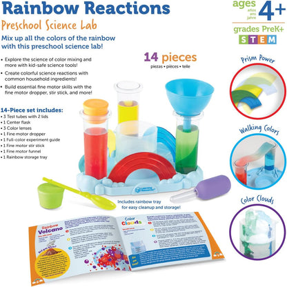Learning Resources Rainbow Reactions - 14 Pieces, Ages 4+, Preschool Science Lab, Experiments for Kids, STEM Toys for Boys and Girls