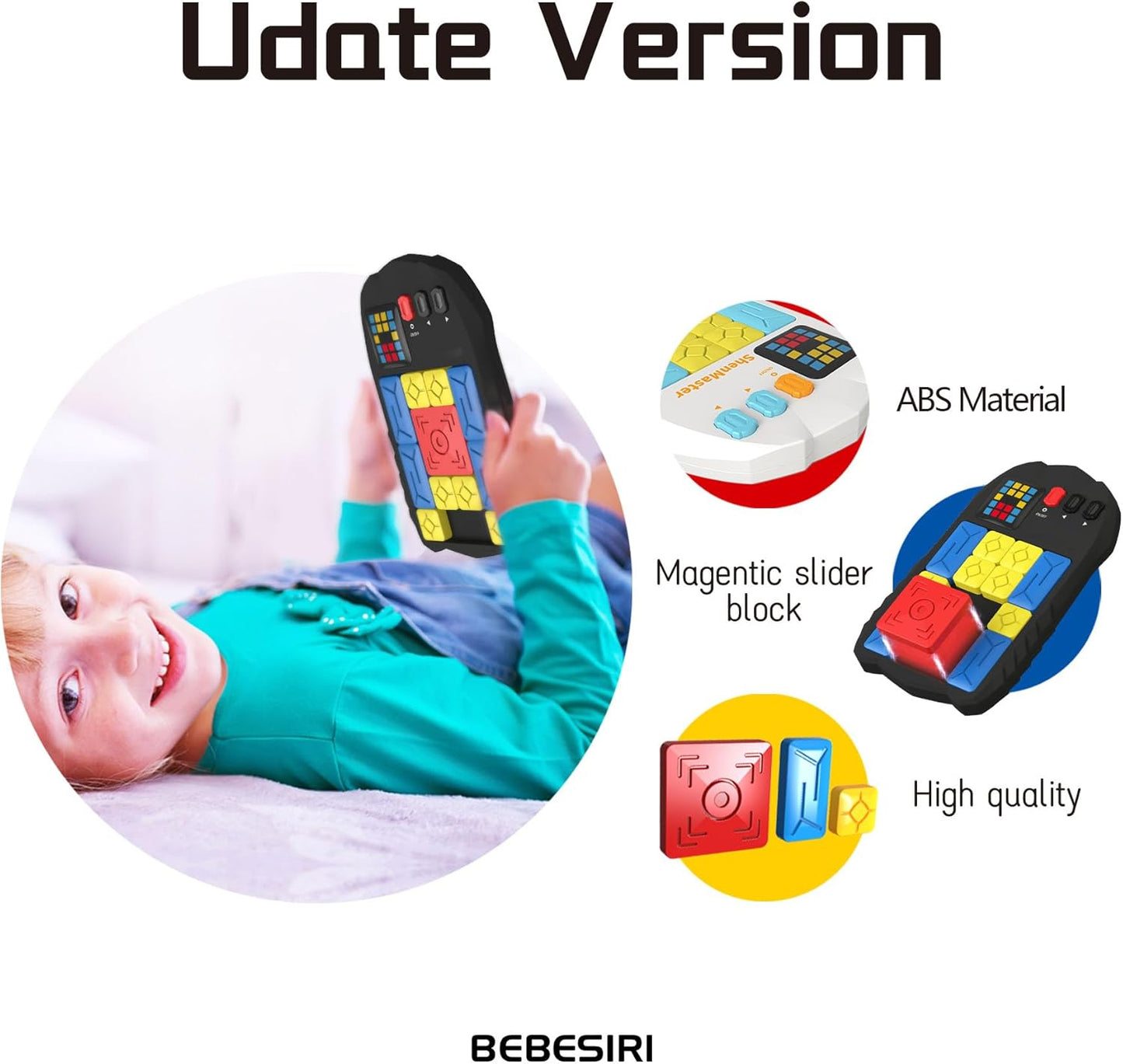 Super Slide Puzzle Game - Electronic Sliding Puzzle Toy with 500+ Levels, Brain Teaser & Logic Game for Kids and Adults (Classic-White)