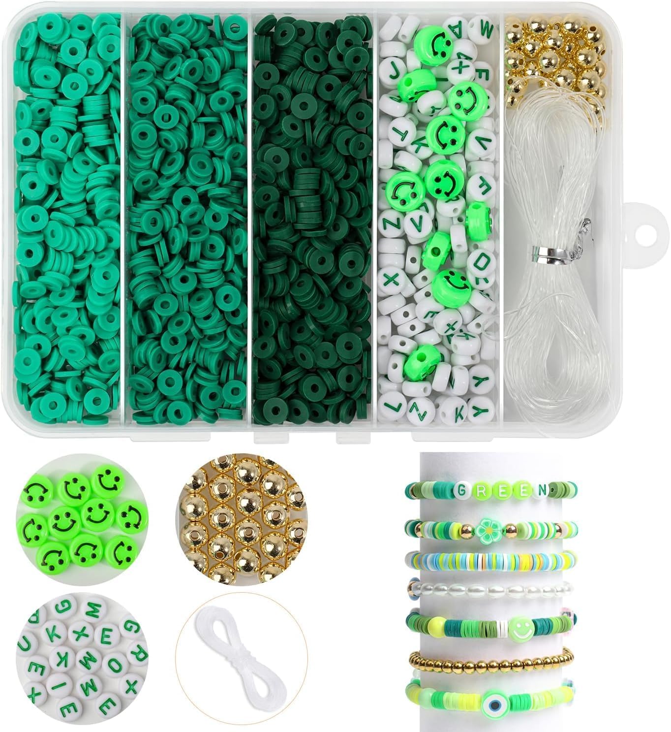 3500pcs Pink Clay Beads for Bracelets Making Kit, 6mm Heishi Polymer Flat Round Disc Clay Beads for Jewelry Making Pink