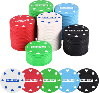 Plastic Poker Chips Set with Storage Box for Blackjack, Texas Hold'em, Night Poker Games