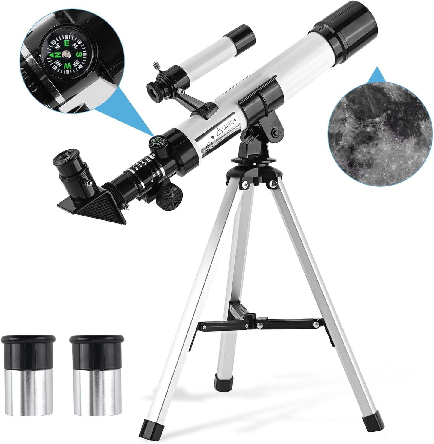 Telescope for Kids & Beginners 40mm Aperture 400mm AZ Mount Astronomical Refracting Telescope with Finder Scope Compass and Tripod