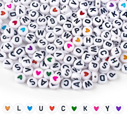 SUTOUG 1000PCS Colourful Letter Beads for Threading, 4 x 7 MM Acrylic Round Alphabet Beads for Jewellery DIY Making Crafts Bracelets Necklaces Ornaments