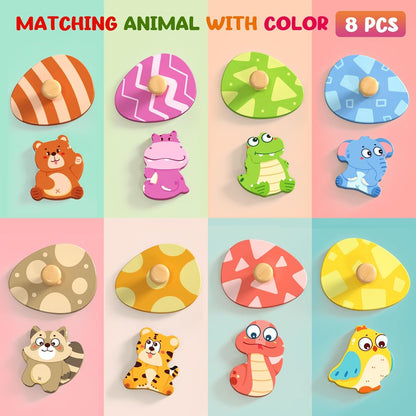 Zeoddler Wooden Puzzles for Toddlers, 8 Pcs Dinosaur Matching Egg Puzzle, Montessori Toys for Boy Girl Easter Birthday Gifts, Preschool Learning Activities & Educational Toys for Boys, Girls