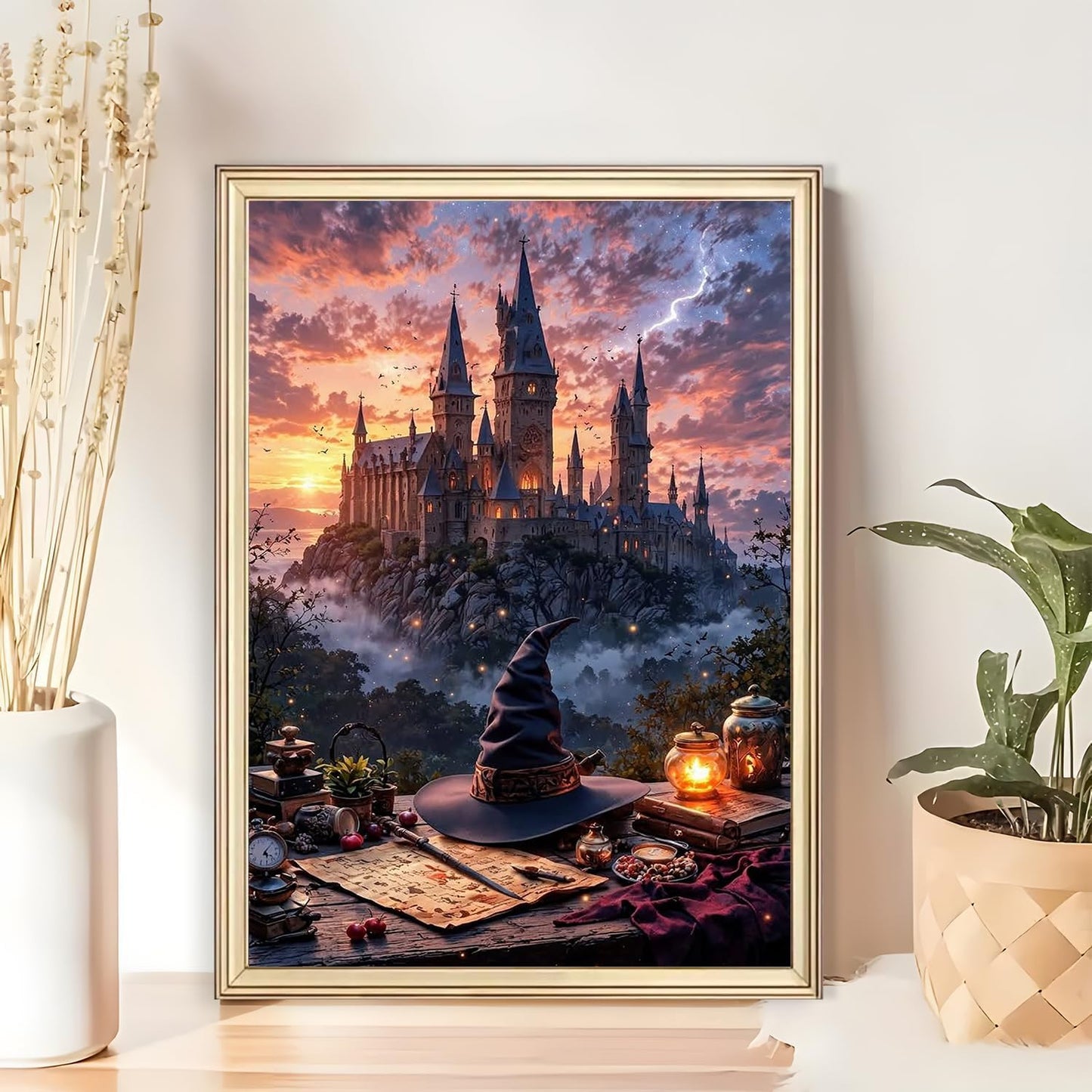 Paint by Numbers for Adults and Kids Beginner, 3 Pack Green Boho Palm Leaf Sun Moon Line Beige Painting by Number Kits On Canvas, Number Artist Paint by Number Kit DIY Acrylic Paints, Home Wall Decor