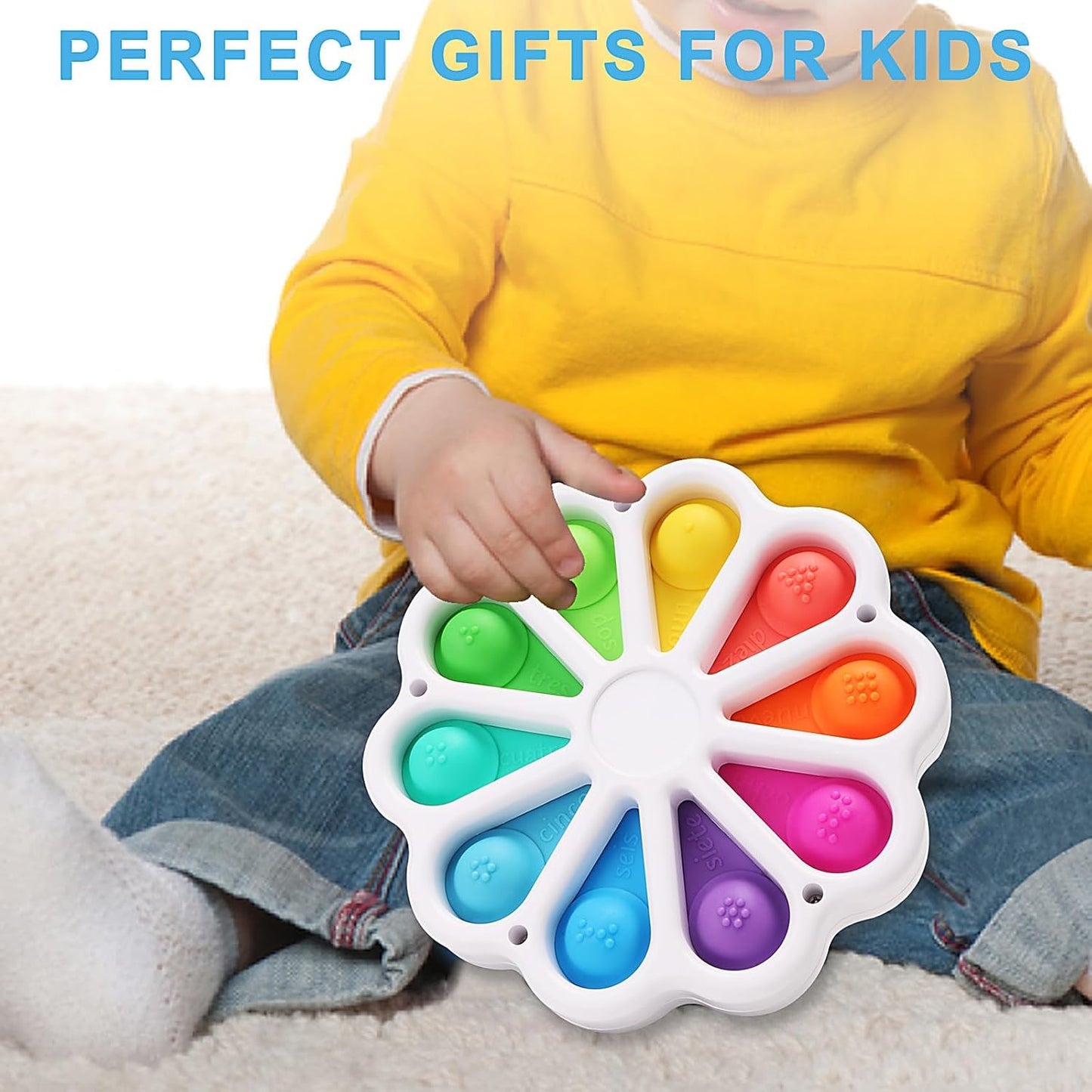 Pop Fidget Sensory Toys for Toddlers 1-3, Montessori Toys for 1 2 3 Year Old, Toddlers Push and Popping Bubbles Digits Number Learning Sensory Preschool Toy