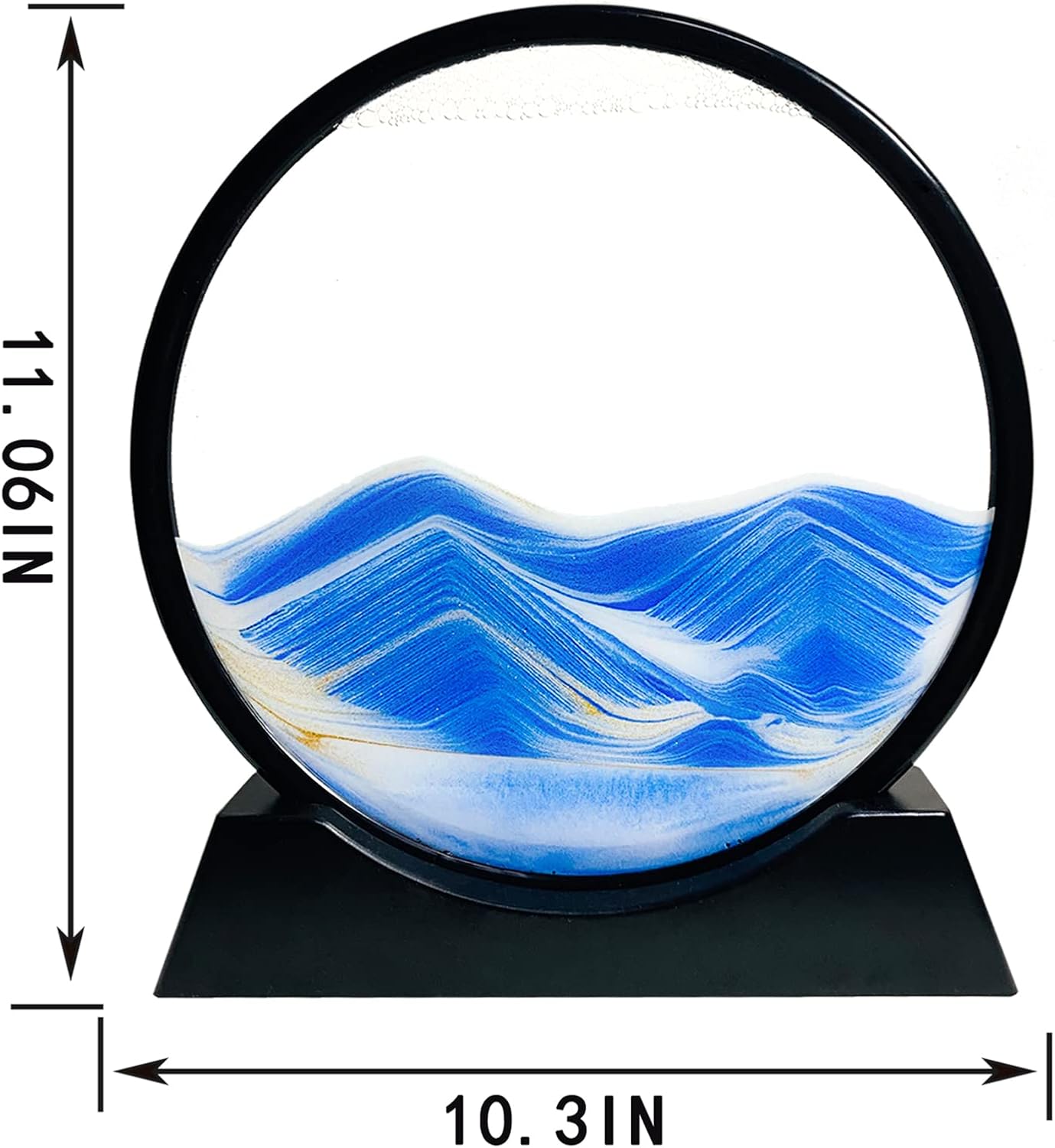 SANDCLE Moving Sand Art Liquid Motion - Moving Sand Art Picture Decor 3D Deep Sea Sandscape, Round Glass Frame Display Flowing Sand Relaxing Toy for Desktop Home Office Work Decoration(Blue, 12")