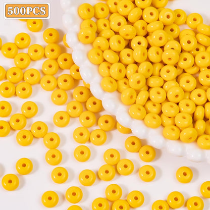 500PCS 8mm Acrylic Lentil Beads, White Abacus Beads Loose Beads for Crafts, Acrylic Spacer Beads for Jewelry Bracelet Necklace Making, Beads for Pens Charms Crafts, Small