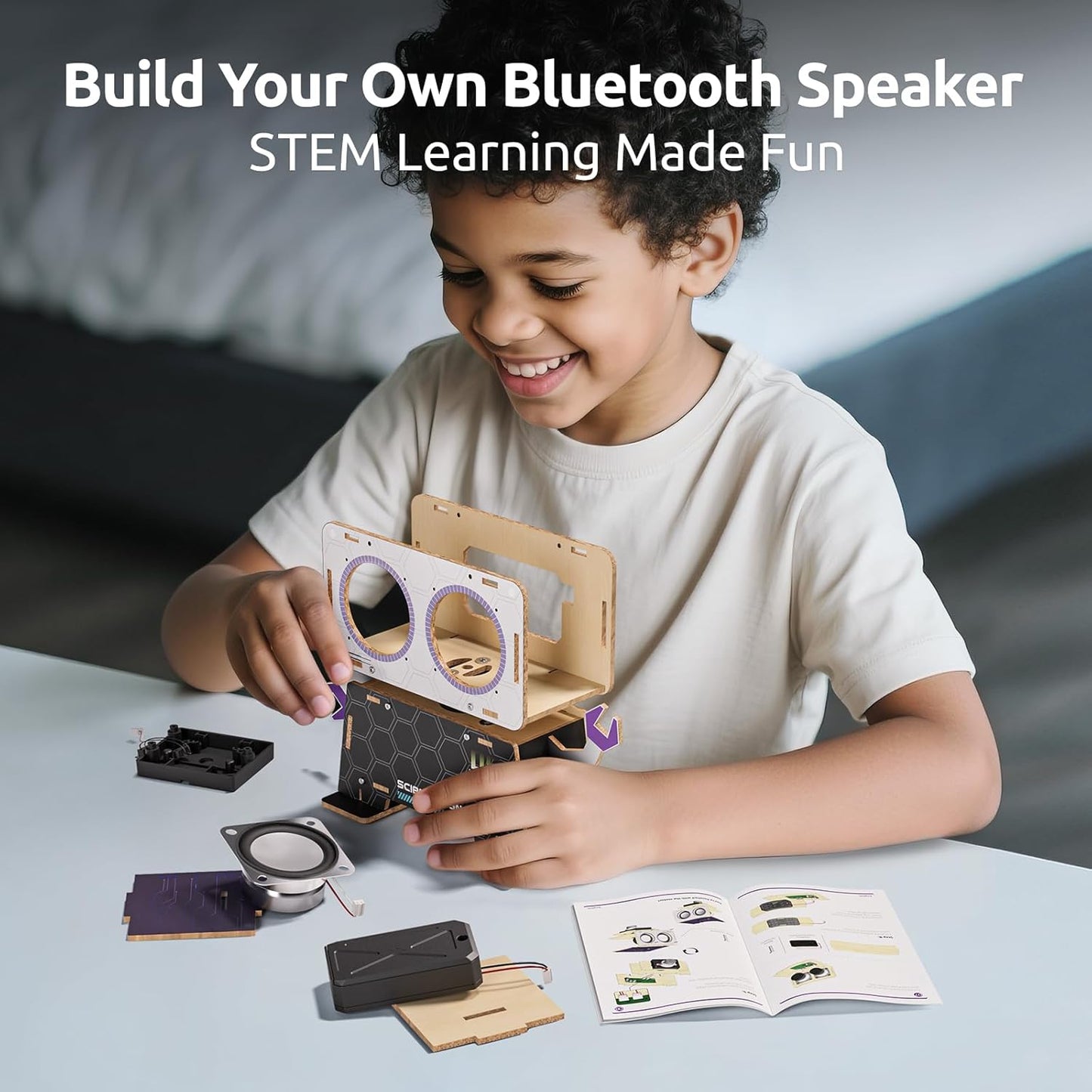 Science Can STEM Science Kit for Kids Age 8-12, DIY Electronics Guitar Building Kit, 3D Wooden Puzzles Musical Instruments, Engineering Kits Birthday Gift for Boys & Girls Ages 8+