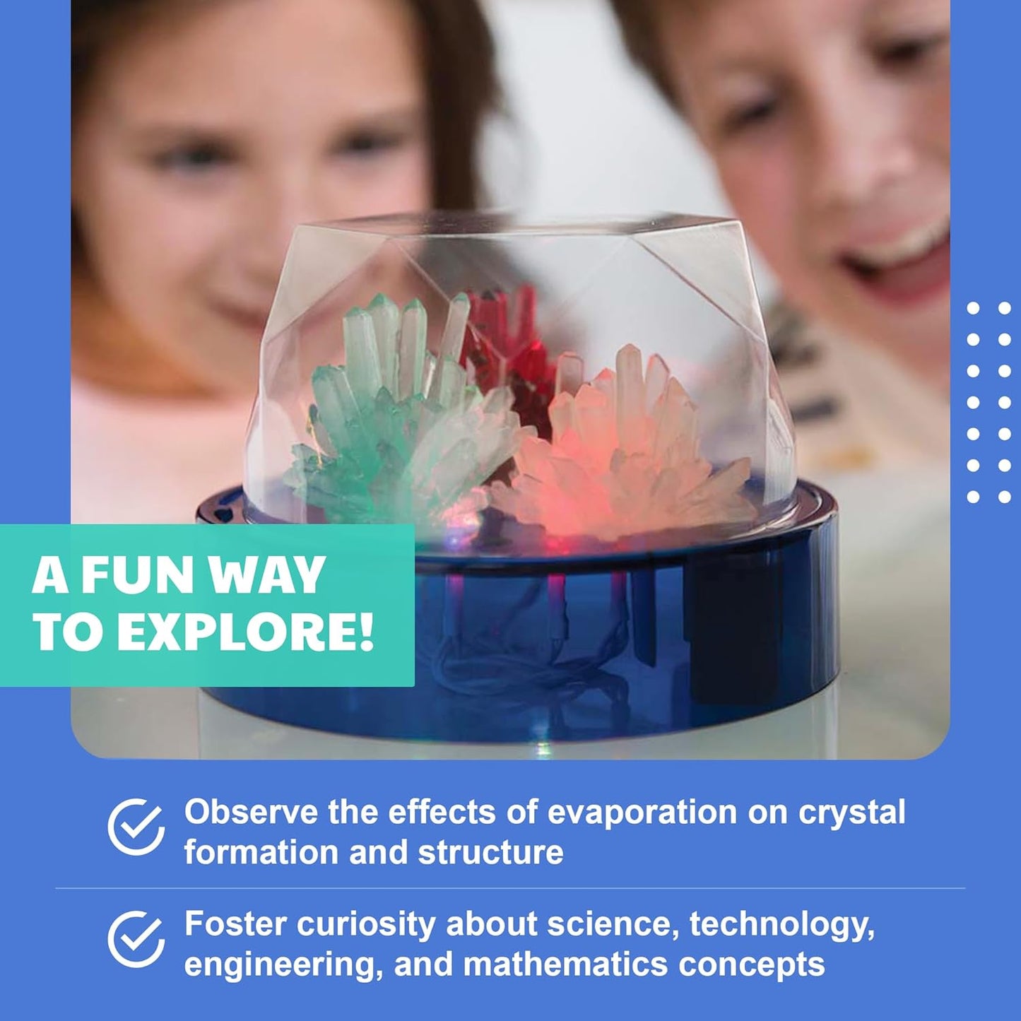4M Glow Crystal Growing Kit - Grow a DIY Crystal Experiment Specimen, A Great Educational STEM Toys Crystal Making Gift for Kids & Teens, Boys & Girls