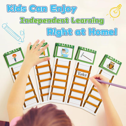 gisgfim 48 Word Ladders Flip Books Sight Words Flash Cards Kindergarten Reading and Spelling Games Phonics Games Flash Cards Preschool Learning Activities for Kindergarten Classroom