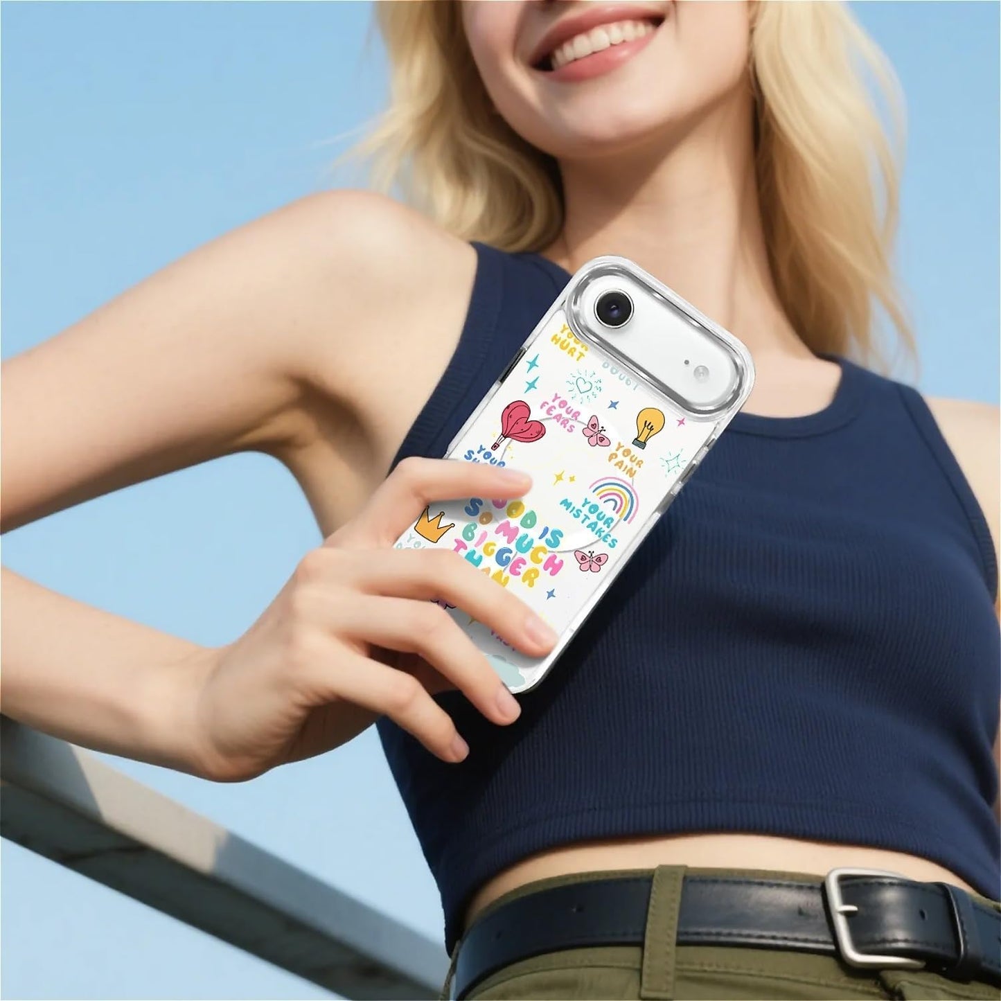 for iPhone 17 Pro Max Case [Compatible with Magsafe],Girls Women Clear Magnetic Case Silicone Shockproof Protective Cover with Pattern Colorful Motivational Letters