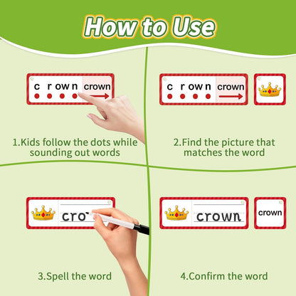 Phonics Games Flash Cards for Kids, CVC Word Games, Educational Speech Therapy Toys for Toddlers, Learn to Read & Spell, Preschool Kindergarten Learning Activities, Homeschool Essentials