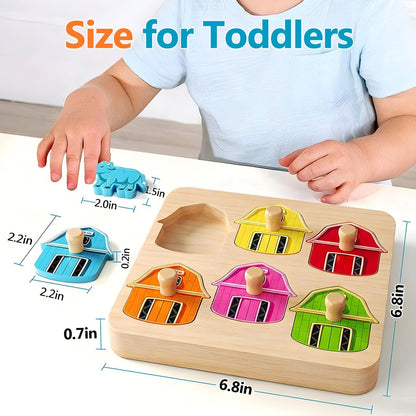 Wooden Puzzles for Toddlers 1-3 : Farm Animal Peg Puzzles, Preschool Learning Activities, Toddler Toys Age 1-2, Montessori Toys for 1 2 Year Old Boy Girl Christmas Birthday Gift