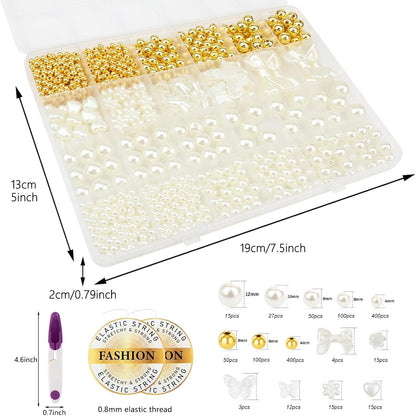 Hpebl 2136PCS Beads for Bracelets Pearl Bracelet Making Kit Friendship Bracelet Kits Bracelet Bead Kits Small Pearl Bead and Gold Beads Beading Kit for Bracelets Jewelry Making Kit