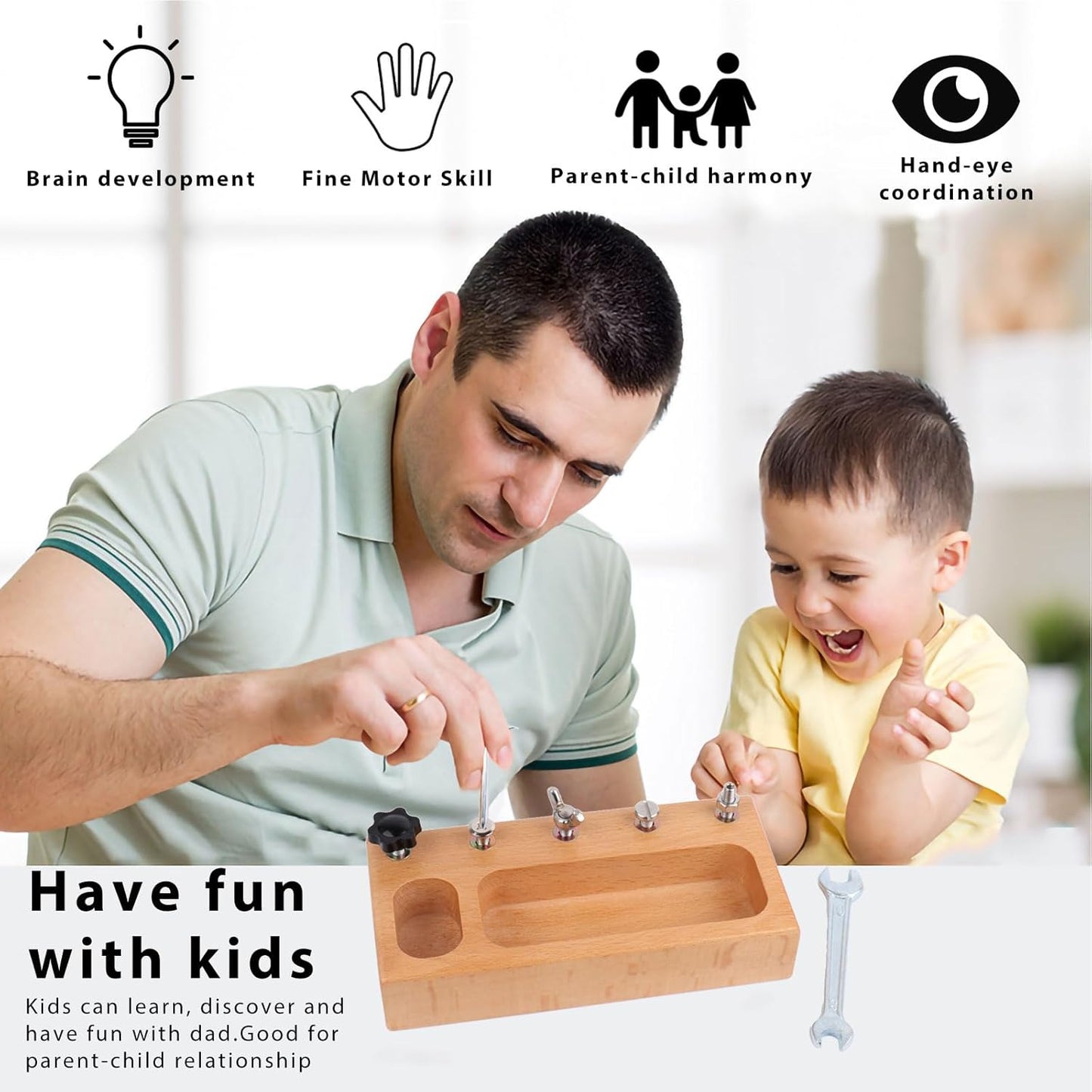 MEROCO Montessori Screwdriver Board Set for Kids 2-5 Years, Wooden Educational Learning Sensory Nuts and Bolts for Toddlers, Preschool STEM Waldorf Gift