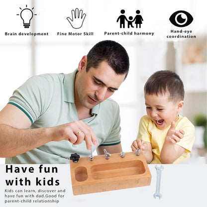 MEROCO Montessori Screwdriver Board Set for Kids 2-5 Years, Wooden Educational Learning Sensory Nuts and Bolts for Toddlers, Preschool STEM Waldorf Gift