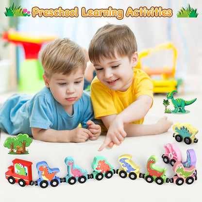 Zeoddler Toys for Toddlers, 11 Magnetic Wooden Animals Train Set, Montessori Toys for Toddlers, Preschool Learning Activities for Kids, Birthday Gifts for Boys, Girls