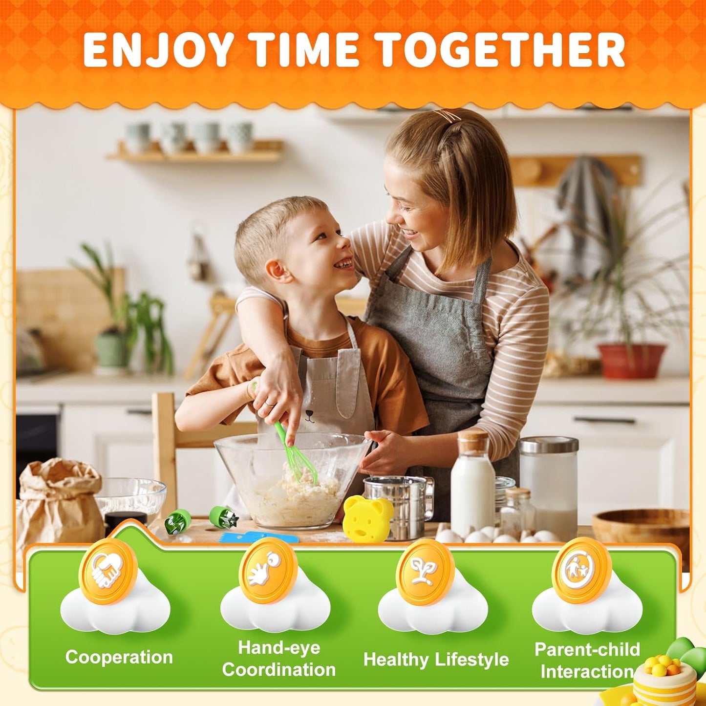 13 Pieces Montessori Kitchen Toys for Toddlers-Kids Cooking Sets Real-Toddler Toys Set for Real Cooking with Plastic Children Safe Knives Crinkle Cutter Kids Cutting Board