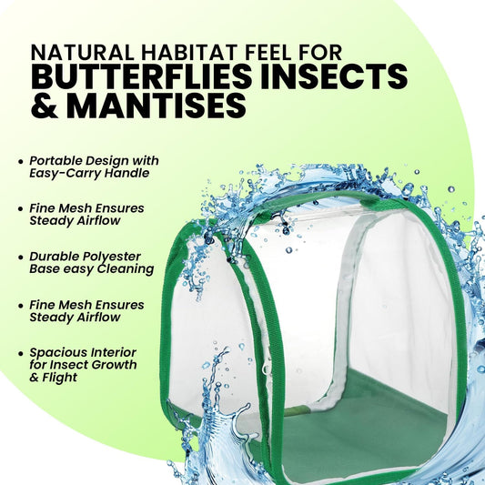 Butterfly cage 12"x12"x12" with Sleeve – Perfect Habitat cage for Rearing Insects. This pop-up Butterflies House Works as Butterfly Growing kit.